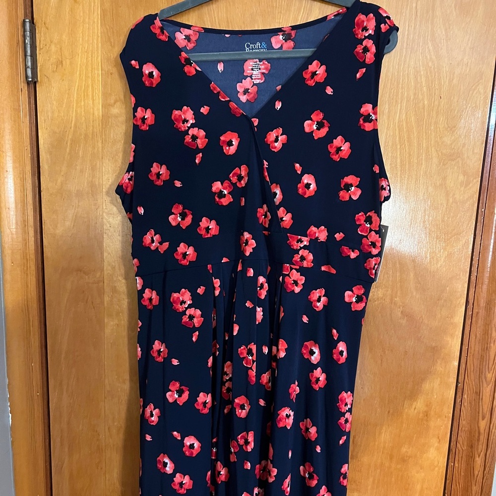 Croft & Barrow Navy and Red Floral Dress